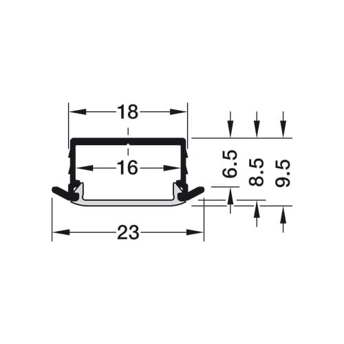 Perfil Loox 1190 de Embutir 2.50 Metros com Difusor Hafele