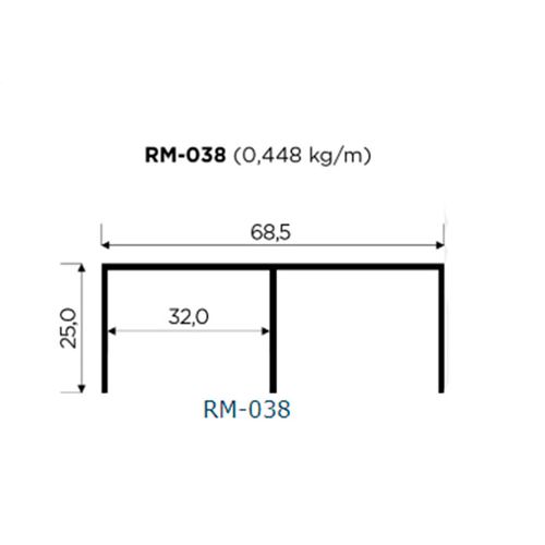Trilho Superior Rm-038 2 Metros Rometal