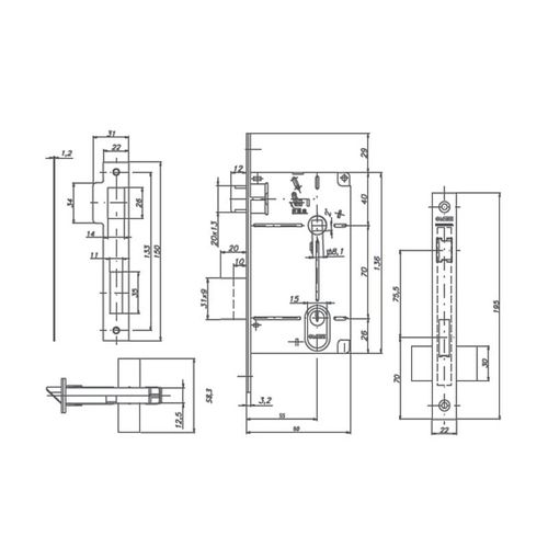 FECHADURA ARCHITECT 55MM ST2 6521 EXTERNA CROMO ACETINADO LA FONTE