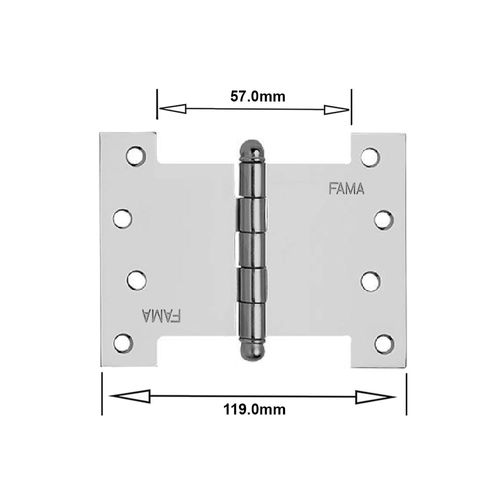 Dobradiça Palmela 1218 Tipo H 2.¼ X 4.½ Aço Cromado Fama