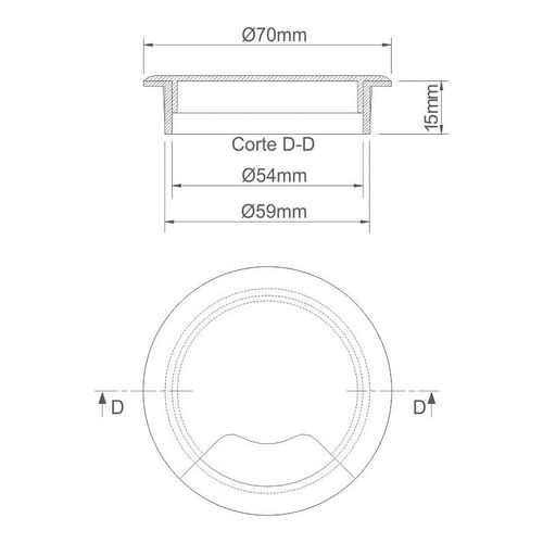 Guia Passa Fio 59mm Cinza 10 Peças Star Plast