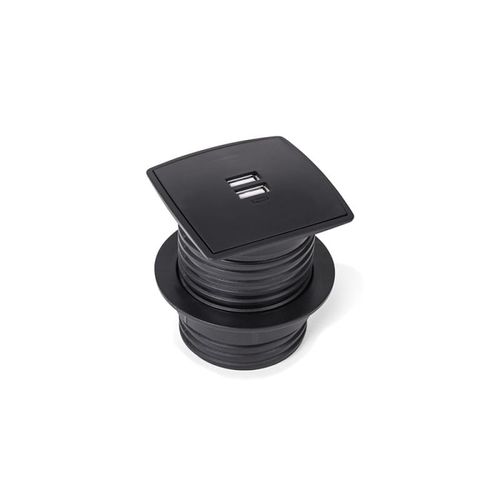 Caixa de Mesa Preta com 2 Usb 5v 2.1a Qtmov