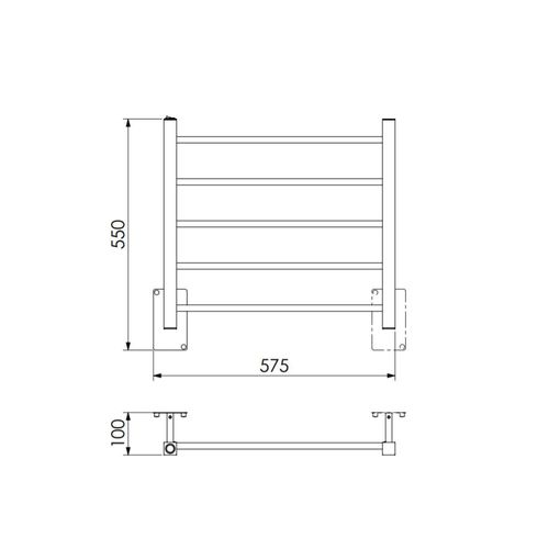 Toalheiro Térmico Quada Fio Oculto Bivolt Pequeno Preto Metalworks
