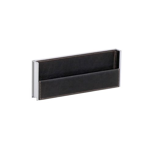 Puxador Cardiff 200mm Cromado com Couro Preto Zen
