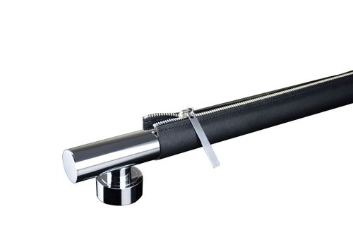 Puxador Anello Jacket Duplo 1000mm Preto e Cromado Zen