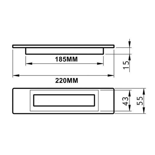 Puxador Concha de Embutir 15mm X 220mm Inox Polido Geris