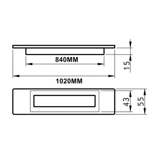 Puxador Concha de Embutir 15mm X 1020mm Inox Escovado Geris