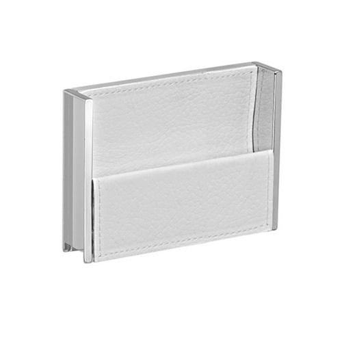Puxador Cardiff 85mm Cromado com Couro Branco Zen
