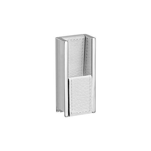 Puxador Cardiff 30mm Cromado com Couro Branco Zen