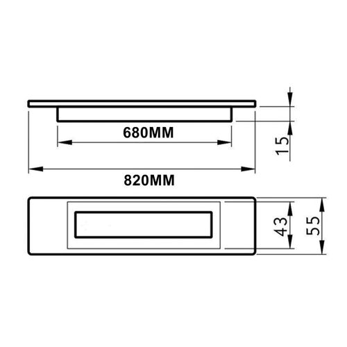 Puxador Concha de Embutir 15mm X 820mm Inox Escovado Geris