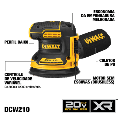 Lixadeira Roto Orbital 5" Sem Bateria 20v Max Dcw210b Dewalt