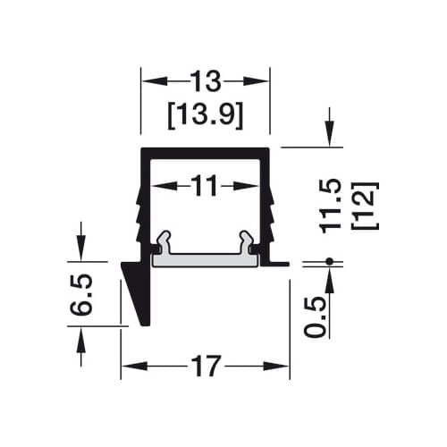 Perfil Loox5 1105 de Embutir Prata 3 Metros com Difusor Leitoso Hafele