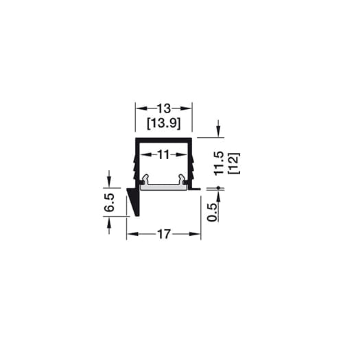 Perfil Loox5 1105 de Embutir 3 Metros Preto com Difusor Leitoso Hafele