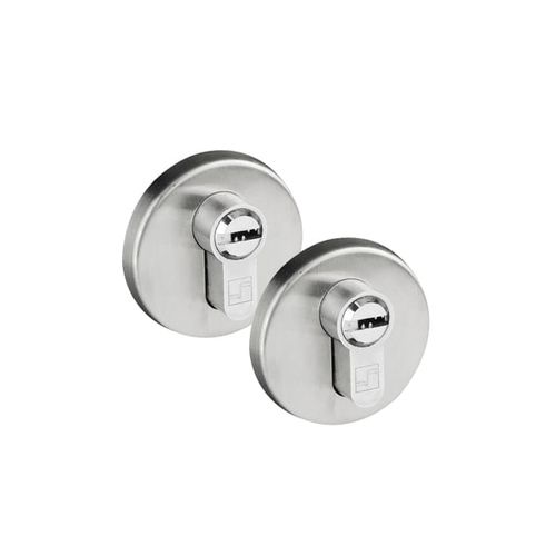 Conjunto de Roseta Externa Inox Escovado para Cilindro Euro Fortezza