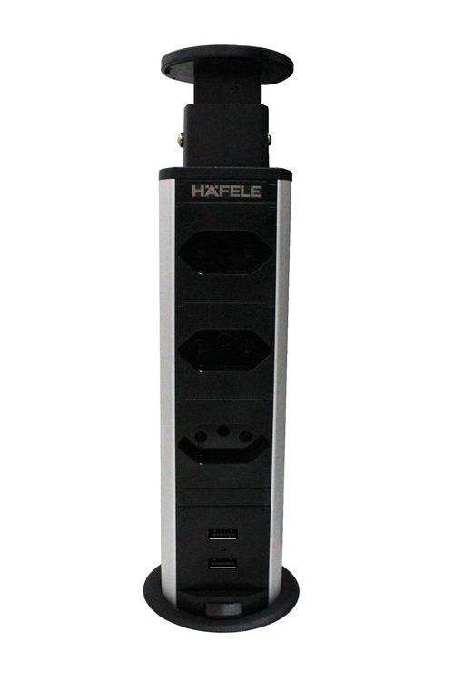 Torre Plug-up 3 Tomadas e 2-usb 110-250v Preta Hafele