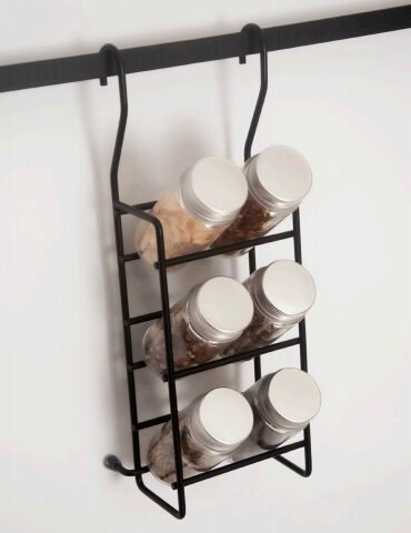 Porta Temperos com 6 Potes Vidrd Preto 2468 Jomer