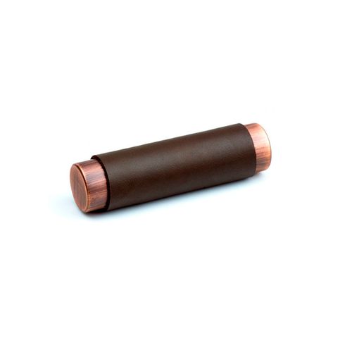 Puxador Bali 64mm Cobre e Couro Marrom Zen