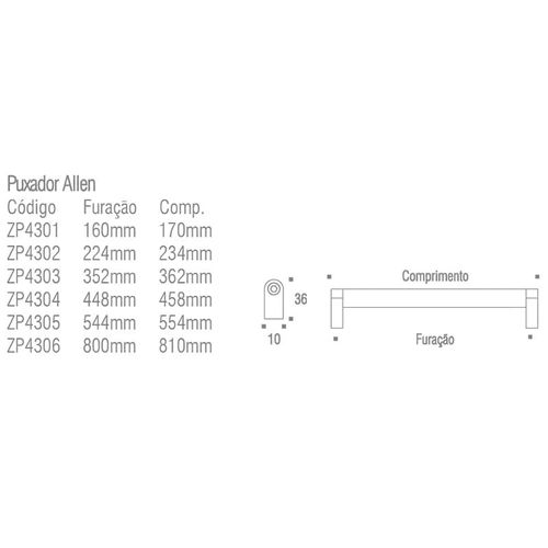Puxador Allen Granado 352mm Dourado Matte Zen