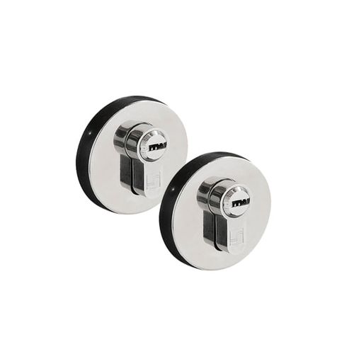 Conjunto de Roseta Externa Inox Polido para Cilindro Euro Fortezza