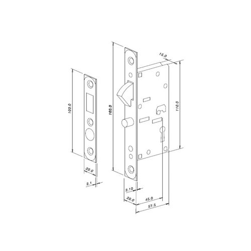 Fechadura Bico de Papagaio 1352 Chave Bipartida 45mm Dourada Escovada Imab