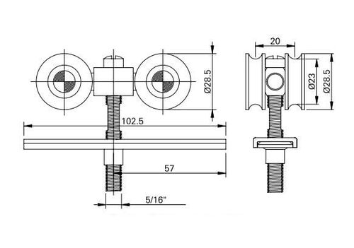 Roldana para Porta de Correr Rnc04 Côncavas com Esferas 80kg Fermax