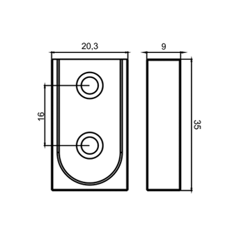 SUPORTE RETANGULAR PARA TUBO OBLONGO FOSCO BASE