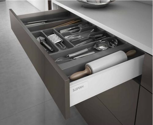 Kit Gaveta Alto Drawer Baixa 84x350mm Prata Hafele