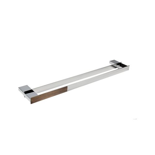 Toalheiro Duplo Wood 750mm Cromado e Polido Zen