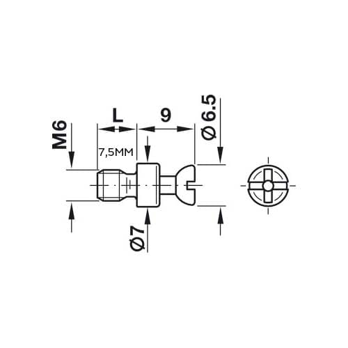Pino Rafix S20 M6 Comprimento de Rosca 7,5mm Hafele