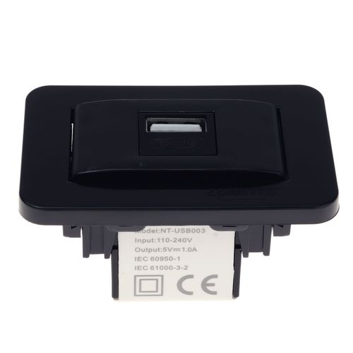 TOMADA PARA MOVEIS USB CHARGER 5V 1A DE EMBUITIR PRETA LUMITEK