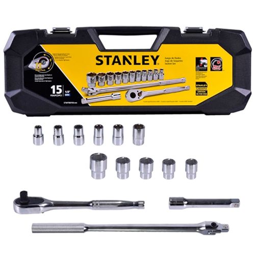 Jogo de Soquetes Estriados 1/2'' 15 Peças 10mm a 27mm Stanley