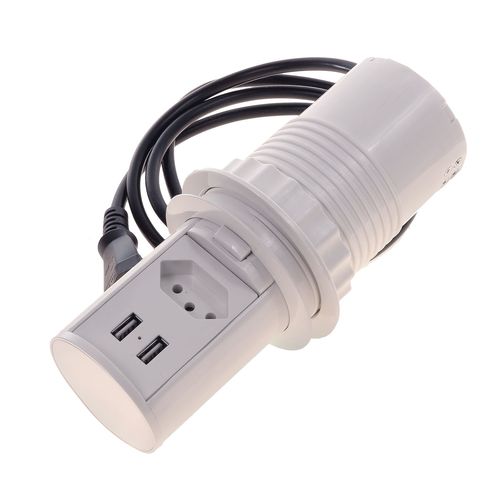 MINI TOTEM MANUAL POP 1 TOMADA 10A+ 2 USB BRANCO QTMOV