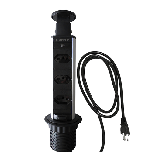 TORRE PLUG-UP 3 TOMADAS 110-250V 16A PRETA HAFELE
