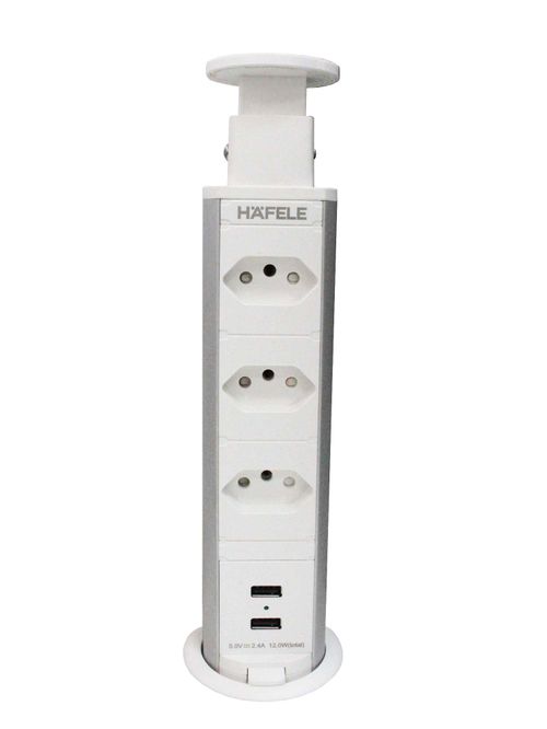 Torre Plug-up 3 Tomadas e 2-usb 110-250v Branca Hafele