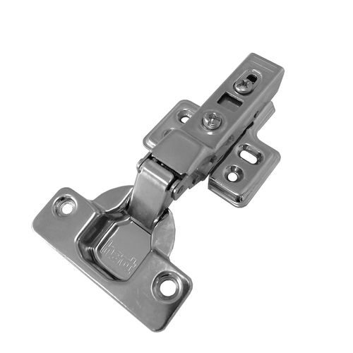 DOBRADIÇA S95 COM AMORTECEDOR CLIP 98º CURVA + CALÇO 4 FUROS INOX HARDT