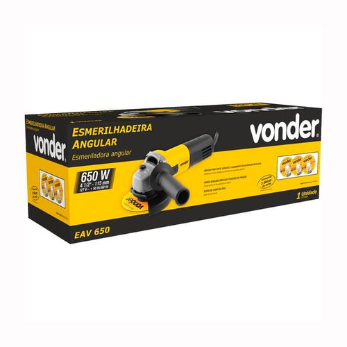 ESMERILHADEIRA ANGULAR EAV 650W 4.1/2" 127V + DISCO VONDER