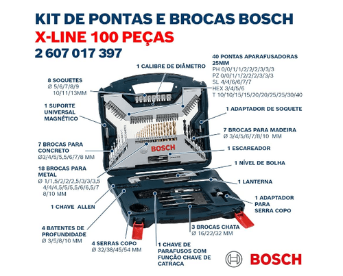 MALETA X-LINE COM 100 PEÇAS BOSCH