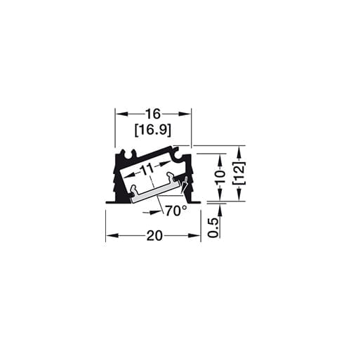 PERFIL LOOX5 1106 DE EMBUTIR 3 METROS PRETO COM DIFUSOR LEITOSO HAFELE