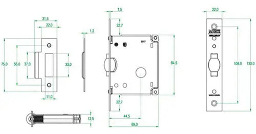Fechadura Rolete Auxiliar 5050 Cromo Acetinado La Fonte