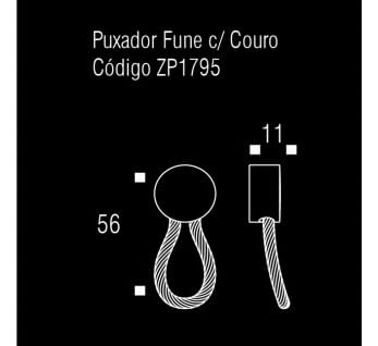PUXADOR FUNE NÍQUEL VELHO COM COURO ZEN