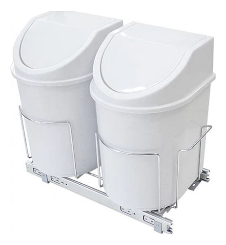 LIXEIRA DUPLA ECOLÓGICA DESLIZANTE 24L CINZA INOX 3318 JOMER