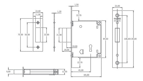 Fechadura Interna 1010 Evo S45 Sem Roseta Cromado La Fonte