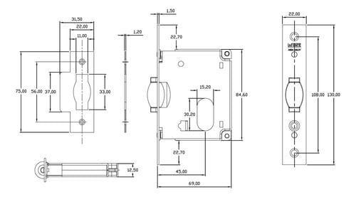 Fechadura Externa 278 Trinco Rolete Evo S45 Cromado La Fonte