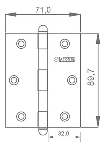 Dobradiça 1500 3x2.5 Canto R15 Cromado La Fonte