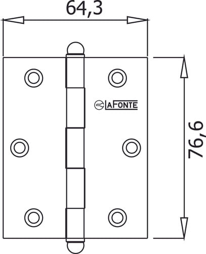 Dobradiça 500 3x2.5 Canto R15 Cromo Acetinado La Fonte