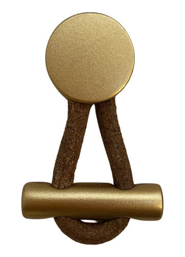Puxador Oriente Ponto com Couro Dourado Matte Zen