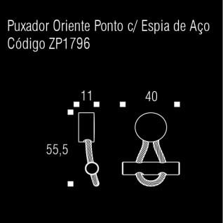 Puxador Oriente Ponto com Couro Dourado Matte Zen