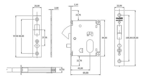 Fechadura Externa Bico Papagaio 22mm 222 Cromado La Fonte