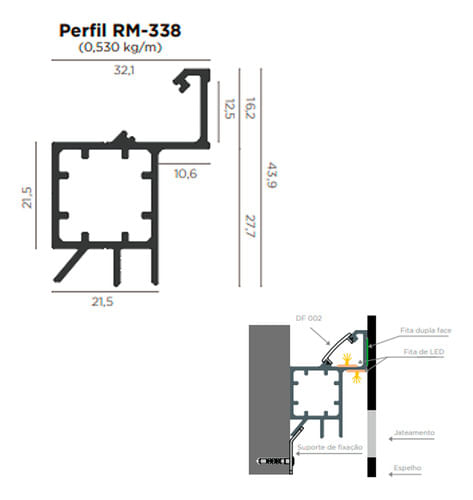 PERFIL PARA ILUMINAÇÃO LÚMEN RM 338 3 METROS PRETO ROMETAL - Ferragens ...