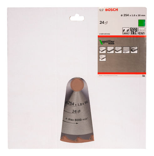 DISCO DE SERRA OPTILINE WOOD 254MM 24 DENTES BOSCH